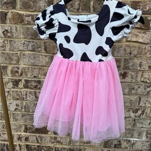 Cow Print Top Pink Tulle Skirt Girls Dress